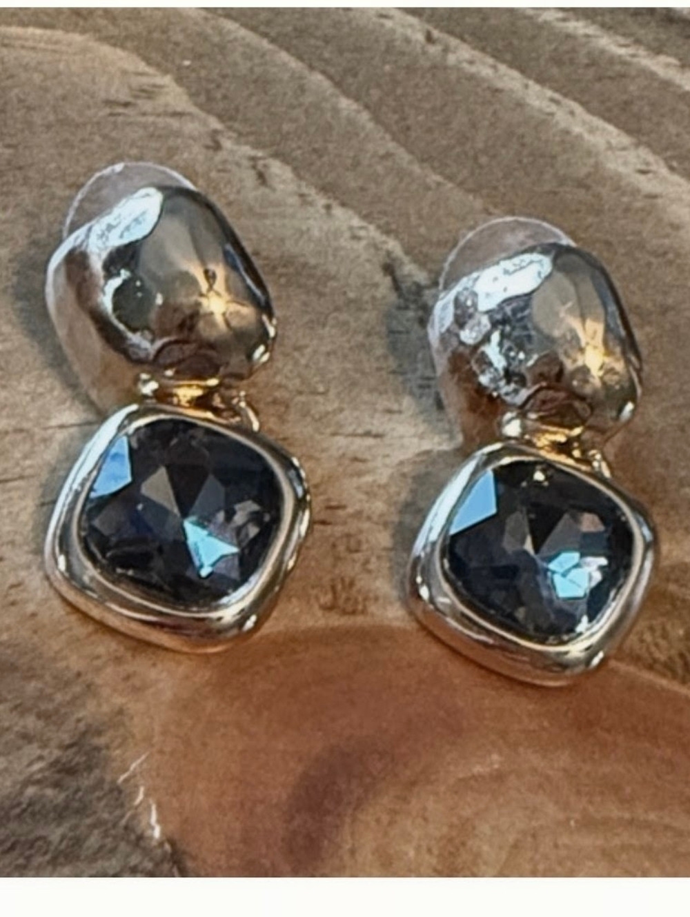 New Women's Silver-Tone Earrings with Crystal Accents